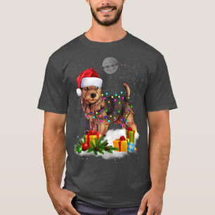 Funny Norwich Terrier Dog Christmas Lights Santa H T-Shirt
