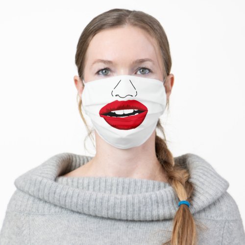 Funny Nose and Mouth with Red Lips Adult Cloth Face Mask