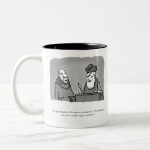 Funny Nostradamus Weatherman Cartoon Two-Tone Coffee Mug