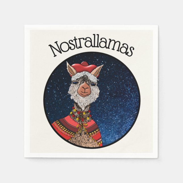 Funny Nostrallamas Nostradamus Llama Pun Halloween Napkins (Front)