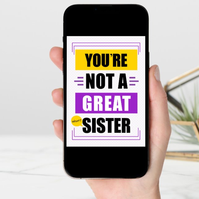 Funny Not a Great Sister Message Birthday Card (Front Digital)