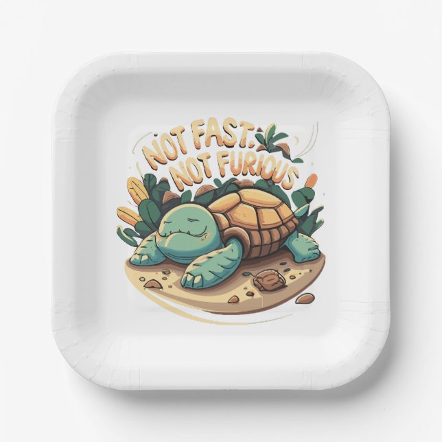 Funny Not Fast Not Furious Paper Plates (Front)