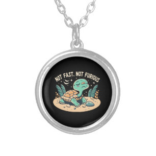 Funny Not Fast Not Furious Silver Plated Necklace