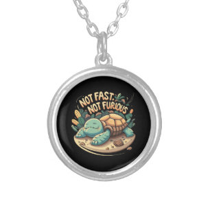 Funny Not Fast Not Furious Silver Plated Necklace