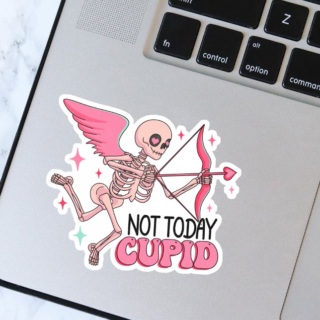 Funny Not Today Cupid Skeleton Anti-Valentine Sticker (Creator Uploaded)