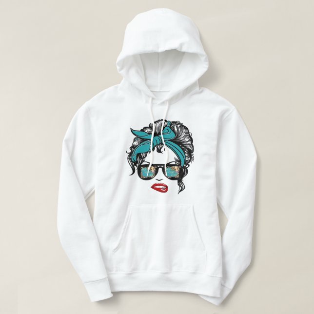 Funny Not Today Heifer Messy Bun Mom Glasses Farme Hoodie (Design Front)