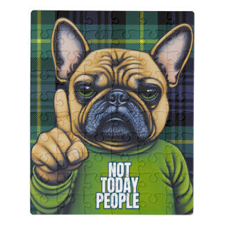 Funny Not Today People Plaid Jigsaw Puzzle