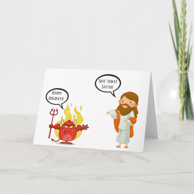 Funny Not Today Satan Christmas Card (Front)