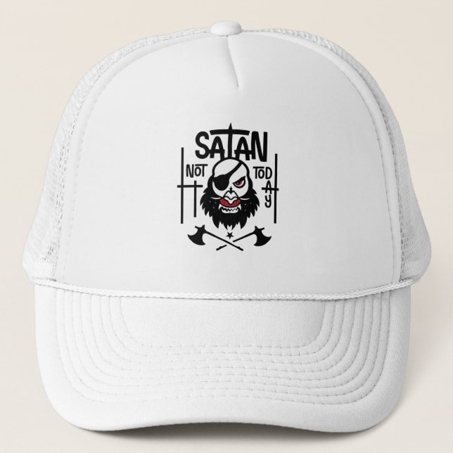 Funny Not Today Satan -  Detained Trucker Hat (Front)