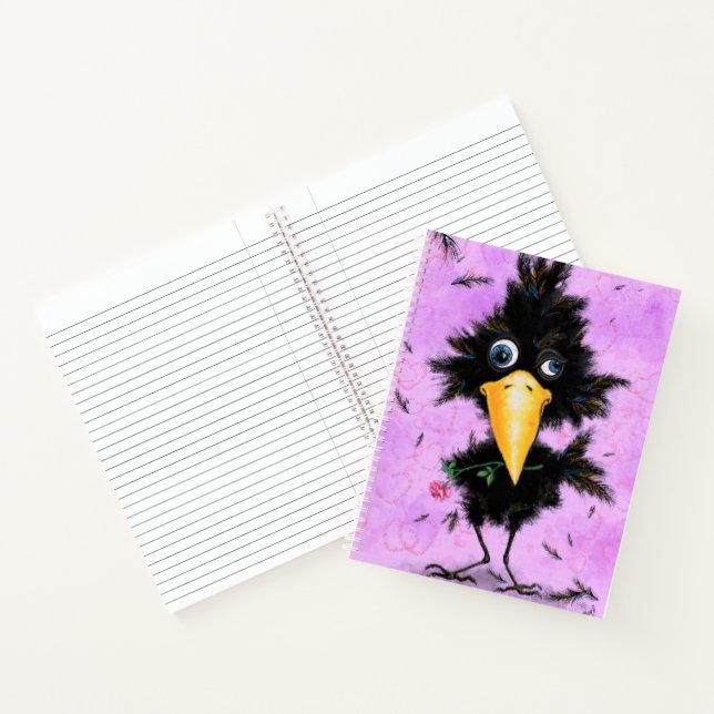 Funny Notebook Romantic Crow with Rose (Inside)