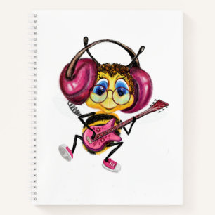 Funny Notebook with Guitar Player Bee