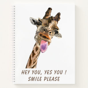 Funny Notebook with Playful Giraffe - Smile 