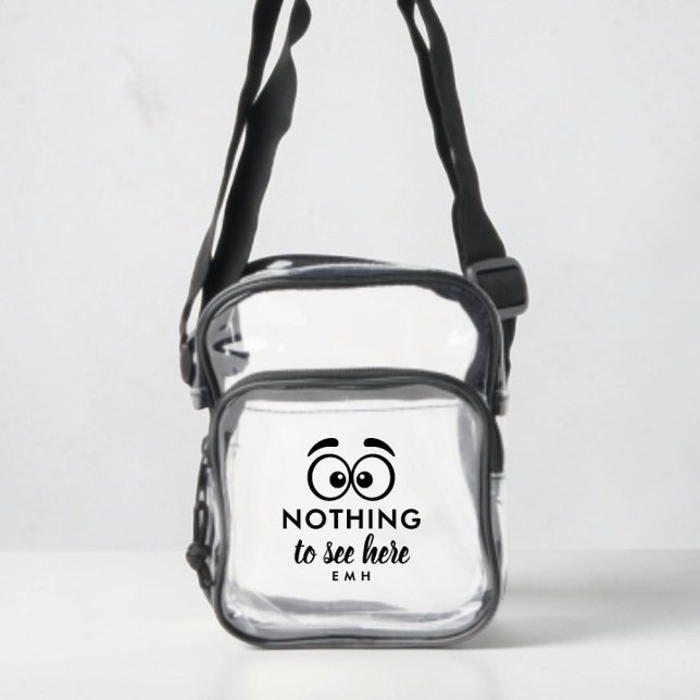 Funny Nothing To See Here Monogram Stadium Clear Crossbody Bag (Funny Nothing To See Here Monogram Stadium Clear Crossbody Bag)