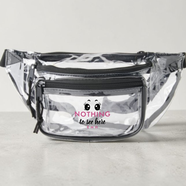 Funny Nothing To See Here Pink Monogram Stadium Clear Fanny Pack (Funny Nothing To See Here Pink Monogram Stadium Clear Fanny Pack)