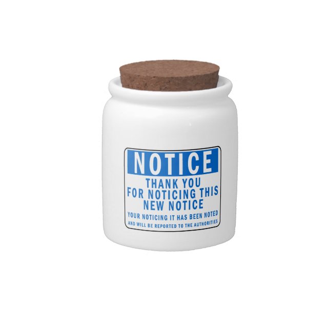 Funny Notice Candy Jar (Front)