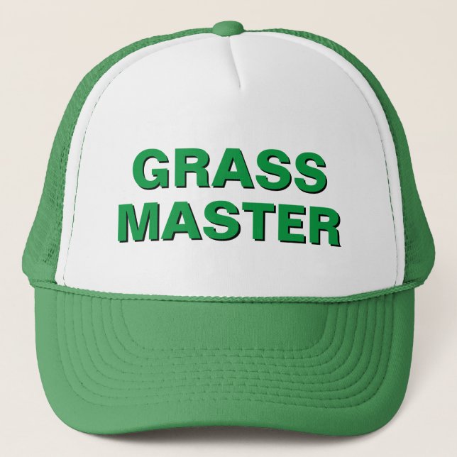 Funny Novelty Baseball Christmas Gift GRASS MASTER Trucker Hat (Front)
