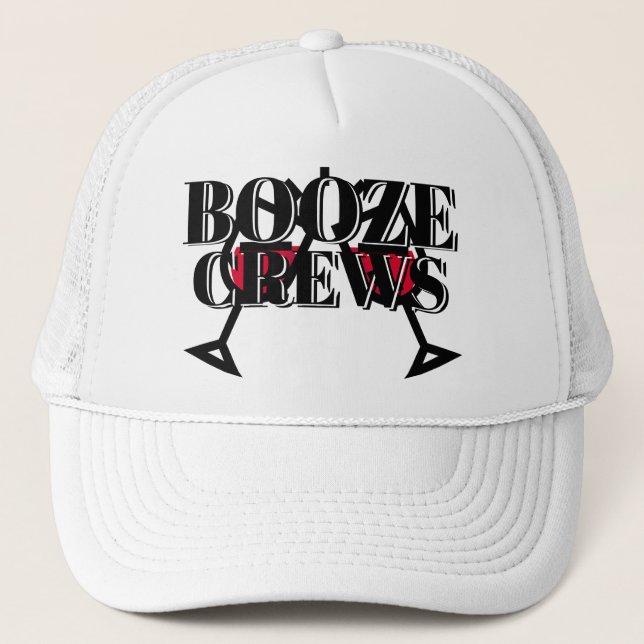 Funny Novelty Baseball Gift Idea BOOZE CREWS  Truc Trucker Hat (Front)