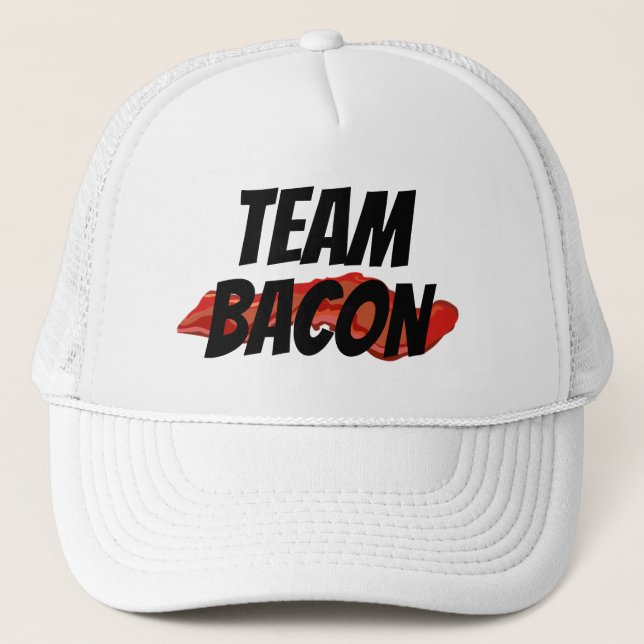 Funny Novelty Baseball style TEAM BACON Trucker Hat (Front)