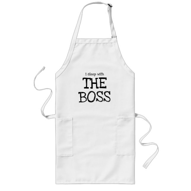 Funny Novelty BBQ I SLEEP WITH THE BOSS Long Apron (Front)
