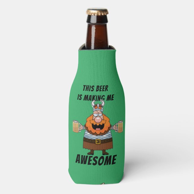 Funny Novelty Birthday Gift Joke Beer -WARRIOR Bottle Cooler (Bottle Front)