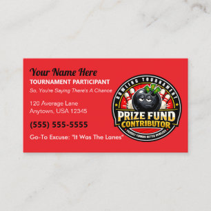 Funny/Novelty Bowling Prize Fund Contributor Gag Calling Card