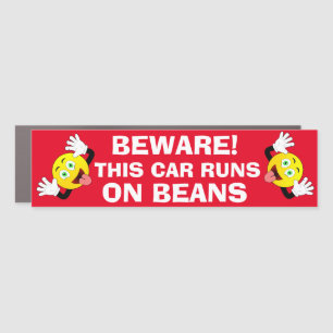 Funny Novelty Car Accessory BEWARE RUNS ON BEANS Magnet