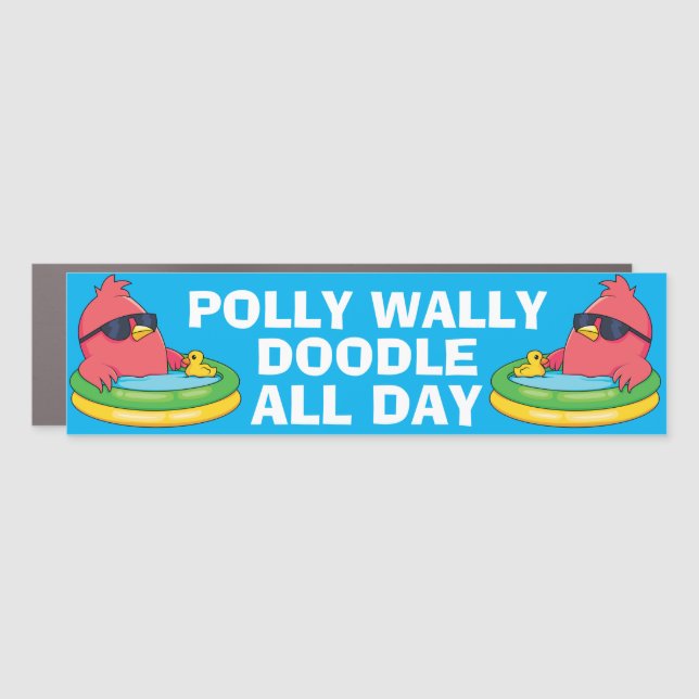 Funny Novelty Car Accessory POLLY WALLY DOODLE ALL Car Magnet (Front)
