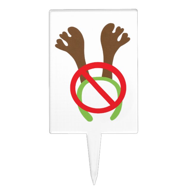 Funny Novelty Christmas Antlers Banned Sign Cake Topper (Front)