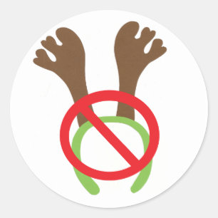 Funny Novelty Christmas Antlers Banned Sign Classic Round Sticker