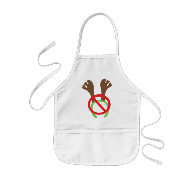 Funny Novelty Christmas Antlers Banned Sign Kids' Apron (Front)