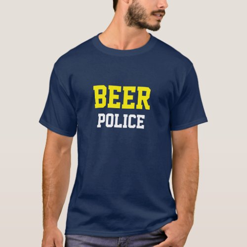 Funny Novelty College Style BEER POLICE T_Shirt