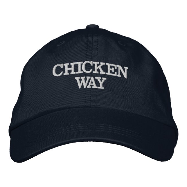 Funny Novelty Dad Joke CHICKEN WAY Embroidered Baseball Cap (Front)