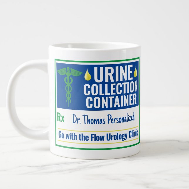 Funny Novelty Doctor Nurse Urine Collection Custom Giant Coffee Mug (Left)