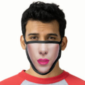 Funny Novelty Fake Attractive Face with Lipstick Face Mask (Worn Him)