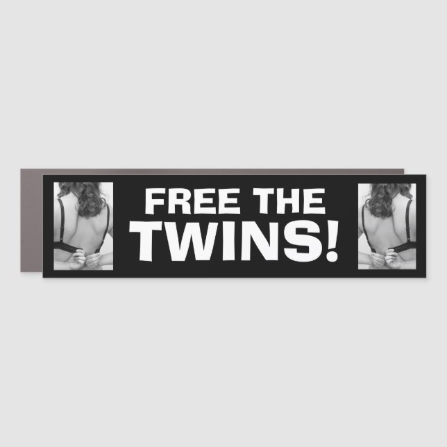 Funny Novelty Fathers Day Gift FREE THE TWINS Car Magnet (Front)