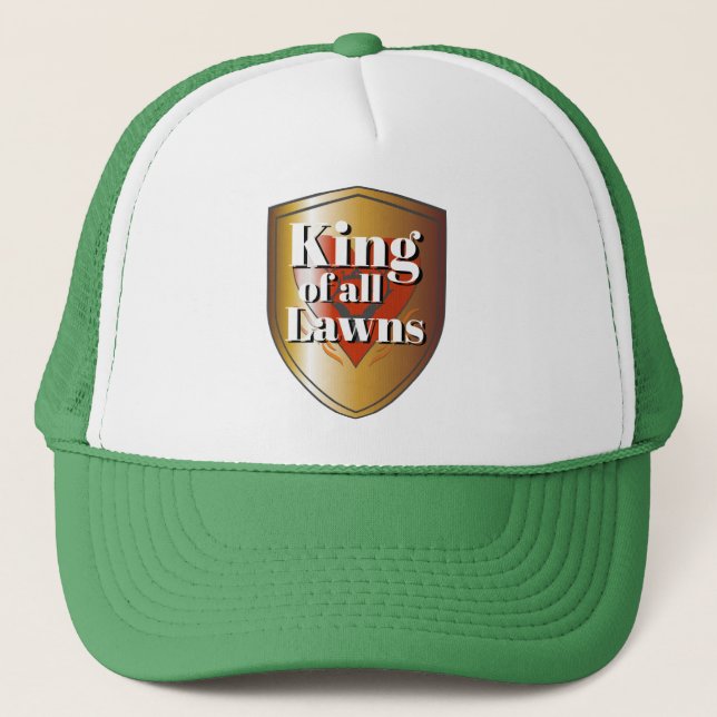 Funny Novelty Gift for Dad KING OF ALL LAWNS Truck Trucker Hat (Front)