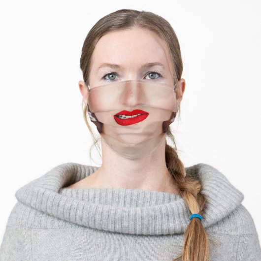 funny novelty joke woman lips adult cloth face mask (Worn)
