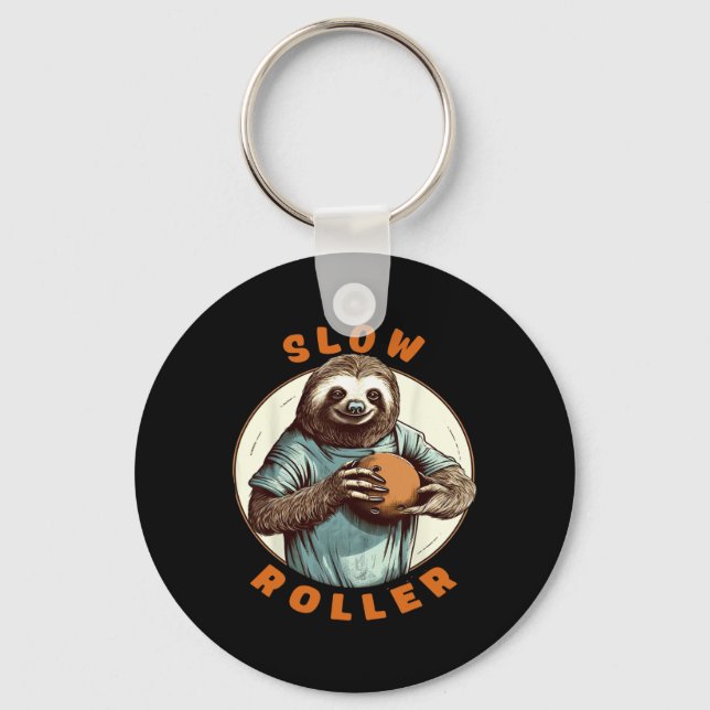 Funny Novelty Men Womens Ten Pin Slow Roller Bowle Keychain (Front)