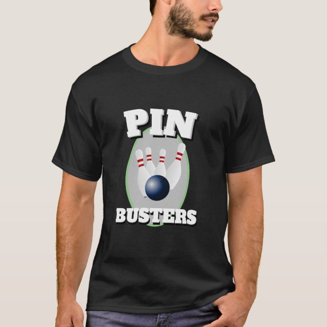 Funny Novelty Mens Sportswear Bowling PIN BUSTERS T-Shirt (Front)