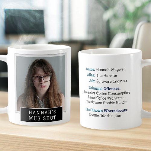 Funny Novelty Mugshot Personalized Photo and Text Coffee Mug