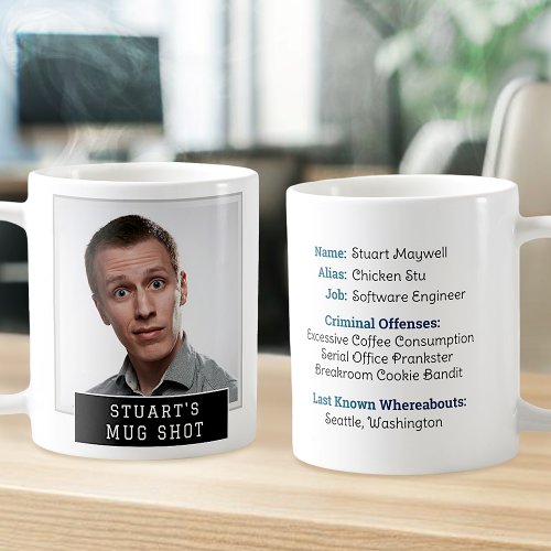 Funny Novelty Mugshot Personalized Text and Photo Coffee Mug