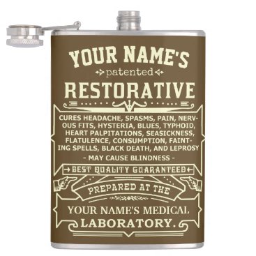 Funny Novelty Personalized Cure-All Vintage 3 Hip Flask