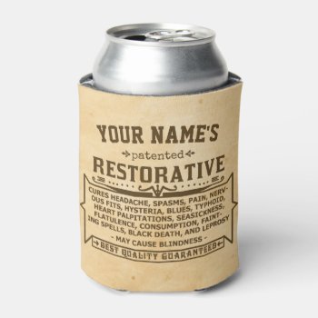 Funny Novelty Personalized Cure-all Vintage Aged Can Cooler by FunnyTShirtsAndMore at Zazzle