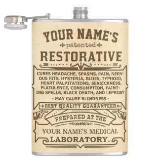 Funny Novelty Personalized Cure-All Vintage Flask