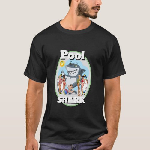 Funny Novelty POOL SHARK Billiards 8 Ball T_Shirt