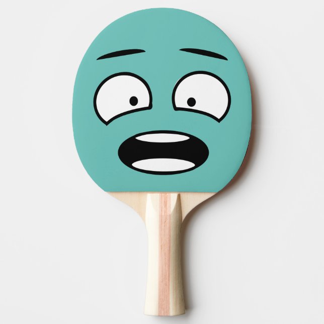 Funny Novelty Scared Face Emoji Ping Pong Paddle (Front)