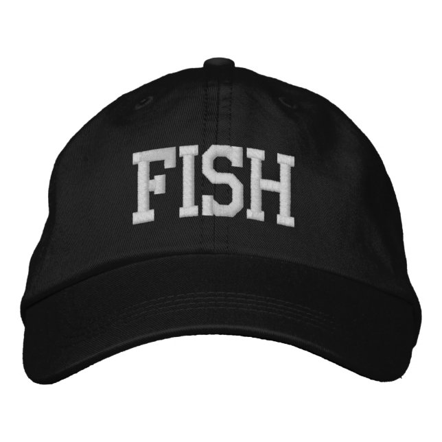 Funny Novelty Sporting Goods Golf Accessories FISH Embroidered Baseball Cap (Front)