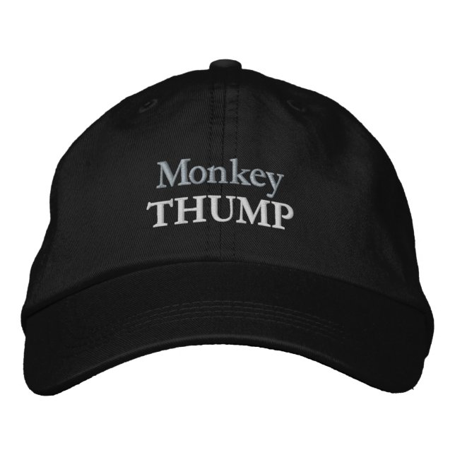 Funny Novelty Sports MONKEY THUMP Embroidered Baseball Cap (Front)