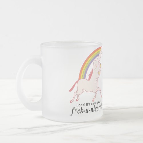 Funny Novelty Unicorn Frosted Glass Coffee Mug