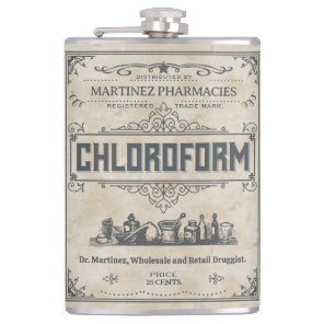 Funny Novelty Vintage Chloroform All Custom Text Flask